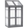Outsunny Wooden Cold Frame Polycarbonate Greenhouse with Openable Top Cover and Double Door, Grow House for Flower, Vegetable and Plants, 70 x 50 x 120cm, Grey