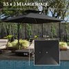 Outsunny 3.5x3 m Garden Cantilever Parasol with Solar LED Lights and Centre Light, UPF50+ Aluminium Patio Umbrella with 360 Rotation and Tilt, Hanging Sun Shade with Cross Base, Crank Handle, Black