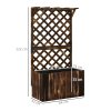 Outsunny Wooden Planter with Trellis, Freestanding Raised Garden Bed with Drainage Holes, Outdoor Planter Box with Liner for Vegetables, Herbs and Flowers, Carbonised