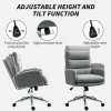 HOMCOM Home Office Chair, Upholstered Sherpa Fleece Desk Chair with Height Adjustable, Tilt Function and 360° Swivel Wheels for Home Office and Study Room, Grey