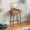 HOMCOM Dressing Table with Flip-Up Mirror, 16 Small Compartments, Industrial Vanity Desk, Makeup Desk with Steel Legs for Bedroom, Natural Wood Effect