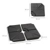 Outsunny Set of 4 Parasol Base Stand Weights for Banana Hanging Cantilever Umbrella, 56kg Water or 72kg Sand Filled, Up to 84kg with Water/Sand Combo Filling, Black