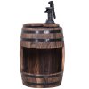 Outsunny Barrel Garden Water Feature with Electric Pump, Wooden Waterfall Fountain Garden Decorative Ornament with Flower Planter Decor