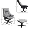 HOMCOM Recliner Chair With Footstool, Swivel Lounge Armchair, 135° Reclining Chair With Soft Padded Seat and Armrest For Living Room, Bedroom, Grey