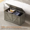 HOMCOM 100L Storage Chest, Storage Trunk with 2 Safety Hinges and U-shaped Cut-out Pull, Organiser Box for Living Room, Entryway, 80 x 40 x 45 cm, Charcoal Grey