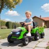 AIYAPLAY Ride on Tractor with Trailer, 12V Electric Vehicle with Remote Control, Ride on Car for Kids with Music, Shifter, Start-Up Sound for Ages 3-8 Years, Green
