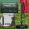 Outsunny Octagonal Garden Parasol Base Holder Outdoor Market Umbrella Stand Weights, Up to 28kg Water Filled or 40kg Sand Filled, Black