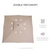 Outsunny 3 x 3 (m) Garden Parasol Umbrella, Large Square Outdoor Patio Sunshade Canopy with Double Tier, 48 mm Wooden Pole, 8 Ribs for Balcony, Beige