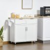HOMCOM Kitchen Island Utility Cart, with 2 Storage Drawers & Cabinets for Dining Room, White