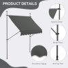 Outsunny 2.5 x 1.2m Free Standing Retractable Awning, Non-Screw Patio Sun Shade Shelter with Support Pole Stand and UV Resistant Fabric, for Window, Door, Porch, Deck, Dark Grey