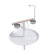 PawHut Bird Table, Bird Feeding Station with Wheels, Perches, Stainless Steel Feed Bowls, Round Tray for Indoor - White