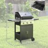 Outsunny 3 Burner Gas BBQ Trolley with See-through Lid, 7.5 kW Propane Gas Barbecue Grill with Thermometer, Wheels, Warming Rack, Shelves, Black