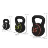 SPORTNOW Set 3 Kettlebell Set Weights with Storage Stand for Home Gym Weight Lifting Training, 5lbs, 10lbs, 15lbs (2.2kg, 4.5kg, 6.8kg)