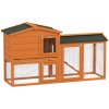 PawHut Rabbit Hutch Outdoor, 2 Tier Guinea Pig Hutch with Run, Ramp, Slide-out Tray, Asphalt Roof, 150 x 45 x 85cm