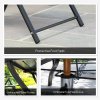 Outsunny 7 Pieces Garden Dining Set, 6 Seater Garden Furniture Set with Parasol Hole, Outdoor Dining Set with High Back Folding Chairs and Square Metal Top Table for Outdoor Patio, Grey