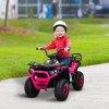 AIYAPLAY 12V Kids Electric Ride on ATV, Battery Powered Quad Bike with 4 Suspension Wheels, Forward Reverse Function, Headlights, Music, Storage Basket, for Ages 3-5 Years, Pink
