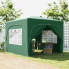 Outsunny 3 x 3(m) Pop Up Gazebo with Sides and Carry Bag, UPF50+, Height Adjustable Party Tent Instant Event Shelter for Garden, Outdoor, Patio, Dark Green