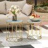 Outsunny Garden Side Table Set of 2, Nesting Tables with Ceramic Tile Top, Indoor Outdoor Small Garden Tables, Multifunctional End Tables with Metal Frame for Patio, Balcony, Porch, Multicoloured