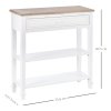 HOMCOM Console Table Hallway Side Desk 1 Drawer 2 Shelves Worktop Handle Retro Elegant Style Home Display Storage for Bedroom Livingroom