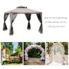 Outsunny 3 x 3 m Metal Gazebo, Garden Pavillion, Double Roof Outdoor Canopy Shelter with Mesh Sidewalls, Taupe