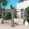 Outsunny 3 x 3(m) Pergola with Retractable Roof Canopy and Curtains, Metal Frame Garden Gazebo Outdoor Sun Shade Shelter for Grill, Patio, Deck, Light Grey