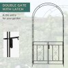Outsunny Outdoor Garden Arch with Double Gates, Metal Garden Arbor for Climbing Plants, Roses, Vines, Wedding Arch for Outdoor, 114L x 36W x 232H cm, Black