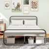 HOMCOM 5ft King Size Bed Frame, Industrial Style Metal Platform Bed Frame with Under Bed Storage, No Box Spring Needed, Easy Assembly, Grey