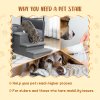 PawHut 3 Step Dog Steps with Storage Boxes, Cat Stairs for Bed, Pet Ladder for Couch, Sofa - Light Grey