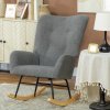 HOMCOM Rocking Chair, Teddy Upholstered Accent Chair, Modern Armchair with Wide Backrest and Rubberwood Base for Living Room, Bedroom, Grey