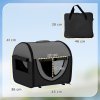 PawHut Foldable Pet Carrier for Miniature Dogs, Portable Cat Carrier Bag Soft Side Fabric Dog Crate with Removable Mat, Breathable Mesh, Ground Stakes, 46L x 36W x 41H cm - Black