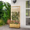 Outsunny Wooden Trellis Planter, Raised Beds for Garden with Wheels and Drainage Holes, Privacy Screen Planter Box to Grow Vegetables, Herbs and Flowers for Garden, Patio, Deck, Natural