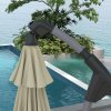 Outsunny 2.7m Cantilever Parasol with Cross Base, Banana Parasol with Crank Handle and 16 Fibreglass Ribs, Round Hanging Patio Umbrella for Outdoor Pool, Garden, Balcony, Beige