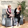 Outsunny 2 Seater Garden Storage Bench, 164L Outdoor Storage Box with Backrest Flower Pattern, Wooden Garden Bench with Armrests, 125 x 68.5 x 97cm, Grey