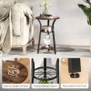 HOMCOM Small Round Side Table for Narrow Space, 3-Tier End Table with Storage Shelves, Industrial Nightstand for Living Room, Bedroom, Rustic Brown
