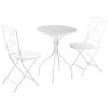 Outsunny 3 Pieces Garden Bistro Set, Folding Outdoor Single Chairs and Mosaic Garden Table Furniture Set for Patio, Balcony, Deck, White