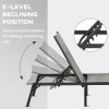 Outsunny Foldable Outdoor PE Rattan Sun Lounger, Patio Wicker Recliners Lounge Chair w/ 5-Level Adjustable Backrest, for Poolside, Garden, Mixed Grey
