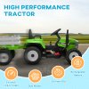 HOMCOM Electric Ride on Tractor 12V Kids Electric Car with Detachable Trailer Remote Control, Music, Horn, Lights, Start-Up Sound, for Ages 3-6 Years - Green