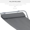 Outsunny Rocking Sun Lounger, Single Garden Lounger Sunbed with Headrest Pillows, Texteline Outdoor Rocking Chair Swing Hammock Daybed with Metal Frame for Patio, Terrace, 212 x 132 x 66 cm, Grey