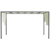 Outsunny 3 x 4m Metal Pergola with LED Lights, Outdoor Garden Pergola with Sliding Roof, Solar Powered, for BBQ, Cream White