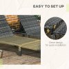 Outsunny Rattan Sun Lounger Set of 2, 5-Level Adjustable Garden Lounger Recliner with Cushion and Headrest, Outdoor Reclining Sunbed, Steel Frame Garden Chair for Patio, Beach, Terrace, Dark Grey