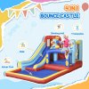 Outsunny 4 in 1 Kids Bouncy Castle with Slide Pool Trampoline Climbing Wall, Inflatable Bounce House with Blower Storage Bag, 4.35 x 2.45 x 2 m