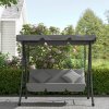 Outsunny Outdoor 2-in-1 Swing Chair Lounger 3 Seater Garden Swing Seat Bed Hammock Bed Convertible Tilt Canopy W/ Cushion, Light Grey
