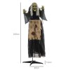 HOMCOM 160cm Witch Outdoor Halloween Decoration, Halloween Animatronic with Sound Activated, Light Up Eyes, Sound Effects, Animated Prop for Haunted House