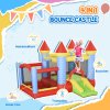 Outsunny Kids Bouncy Castle House Inflatable Trampoline Slide Water Pool Basket 4 in 1 with Blower Basketball Hoop for Kids Age 3-8 Castle Design 2.8 x 2.6 x 2.1m