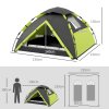 Outsunny Camping Tent, 3-4 Man Family Dome Tent, 2000mm Waterproof, with Carry Bag and Top Hook, for Fishing Hiking Festival, Quick Setup, Green