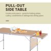 Outsunny 4ft Aluminium Picnic Table with Side Desktop Adjustable Outdoor BBQ Party Portable Folding Lightweight
