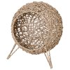 PawHut Wicker Cat House, Rattan Elevated Cat Bed with Three Tripod Legs, Ball-Shaped Cat Basket with Cushion - Natural Wood Finish