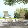 Outsunny Outdoor Sun Lounger Set of 2, Reclining Garden Chairs with Adjustable Footrest, 2 Pieces Recliner with 5-level Adjustable Backrest, Headrest, Beige