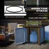 Outsunny Square Propane Gas Fire Pit Table, 50000 BTU Rattan Smokeless Firepit Patio Heater with Glass Screen, Glass Beads and Lid, 81cm x 81cm x 64cm, Grey
