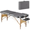 HOMCOM Portable Massage Table, 3 Section Adjustable Beauty Bed, Wooden Foldable Massage Bed with Face Cradle, Padded Armrests for Spa, Lash, Tattoo, Grey